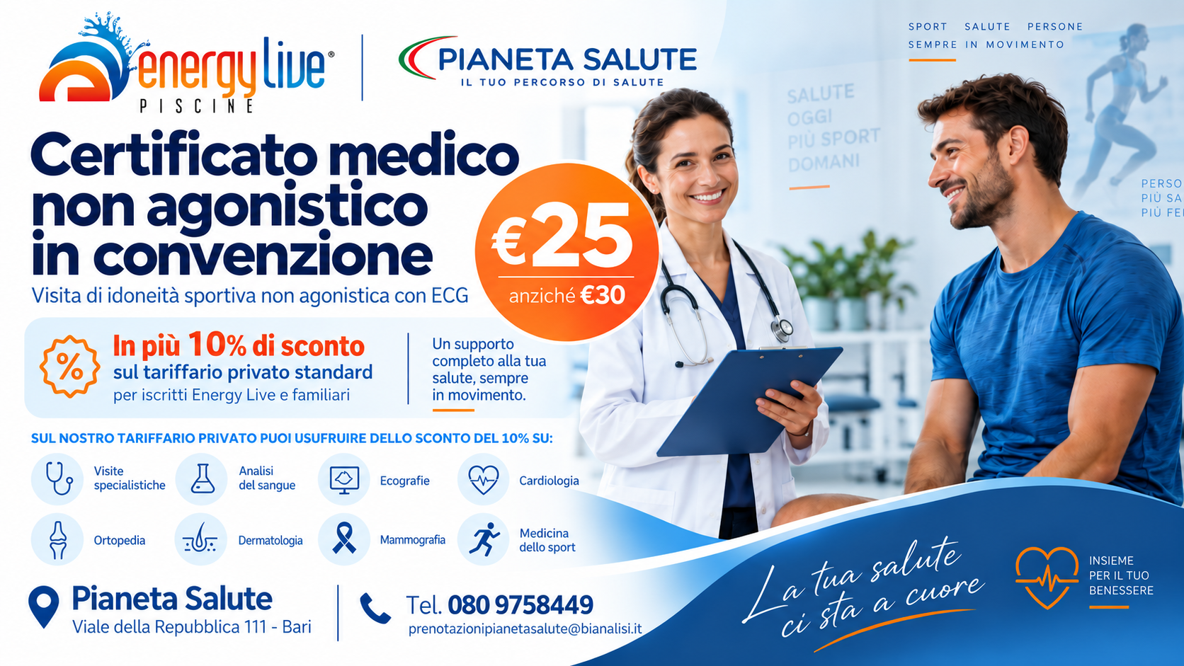 Convenzione Energy Live Piscine e Pianeta Salute